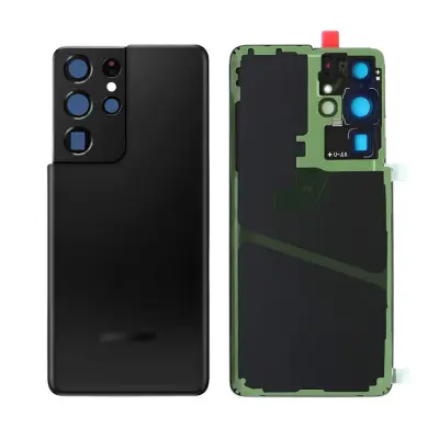 Back Panel Glass With Camera Lens for Samsung Galaxy S21 Ultra Black